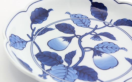 源右衛門窯 源右衛門窯 染付茄子絵 皿 器 食器 盛皿 飾り皿 