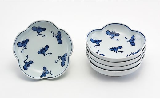 源右衛門窯 染付梅花 梅型 小皿 食器 皿 有田焼 A65-31