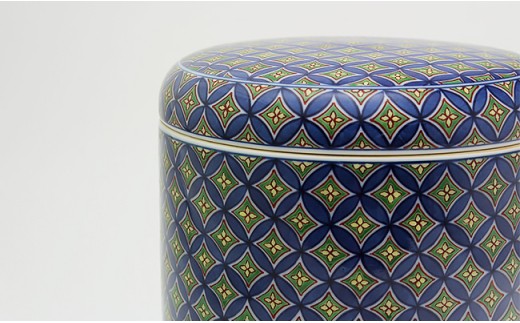 源右衛門窯 染錦七宝紋 御骨壺 有田焼 骨つぼ 終活 こつつ