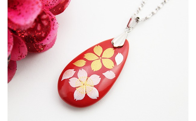 有田焼桜吹雪ペンダント（小・チェーン）有田焼アクセサ