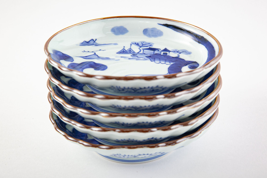 有田焼 染付山水鮑型 銘々皿揃 5枚セット【賞美堂本店】器 