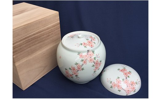 A500-20 有田焼 錦桜手造り骨壺 そうた窯 骨つぼ 終活 こつつ