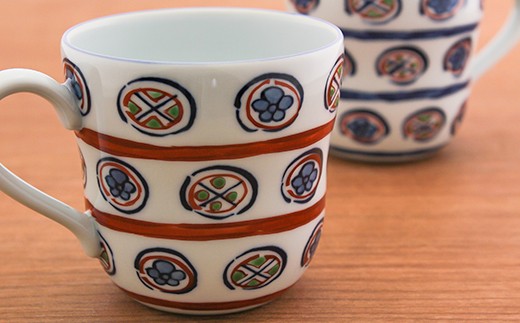 源右衛門窯 染錦丸紋割 組マグカップ 食器 マグカップ ペア