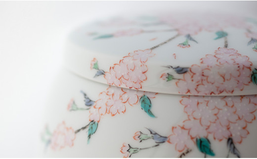  肥前赤絵窯元 鷹巣 桜花文様 御遺骨壺 骨つぼ 終活 こつつ