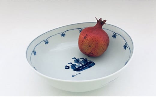 有田焼 港ロマン楕円盛鉢 しん窯・青花  皿 食器 うつわ 器 