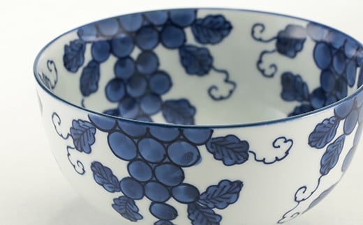 源右衛門窯 染付葡萄絵 麺鉢 器 食器 鉢 盛鉢 どんぶり ボウ