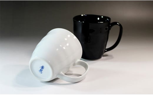 藤井錦彩作 白磁天目マグカップペアセット 有田焼 A18-203