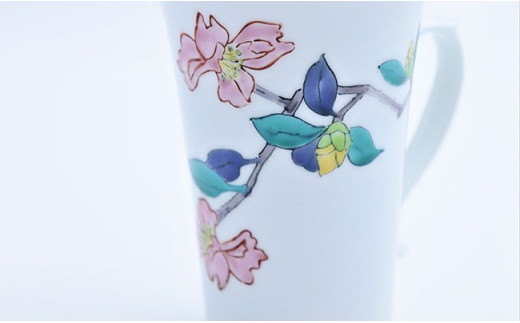 有田焼 マグカップ 山茶花文【赤絵白磁硯処 雪月花】食器 