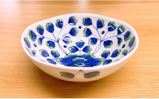 そうた窯 染錦緑彩牡丹・ピンク彩牡丹のボウル 2色ペアセ