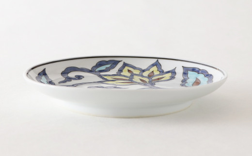 源右衛門窯 赤絵更紗唐花紋 皿 No.2 黄茶 器 食器 ケーキ皿 