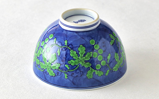源右衛門窯 緑彩葡萄絵 飯碗 器 食器 お茶碗 ごはん 茶碗 小