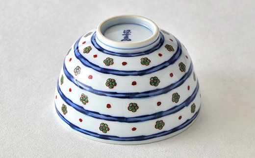 源右衛門窯 染錦緑梅小紋割 器 食器 お茶碗 飯碗 ごはん 茶