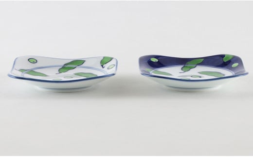 源右衛門窯 染錦緑豆紋 染錦緑豆紋濃 小皿 器 食器 枝豆 2枚