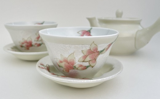 田清窯 有田焼 煌めく木蓮花 茶器セット A60-36