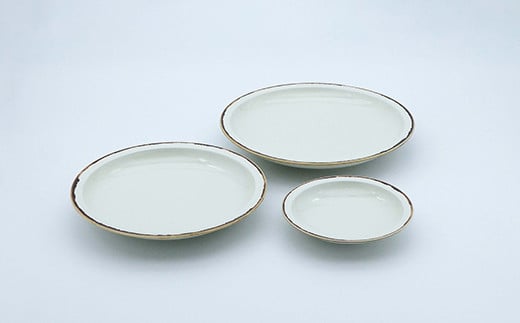 有田焼 ホワイト釉渕サビ 3種丸皿セット【中山陶和堂】食