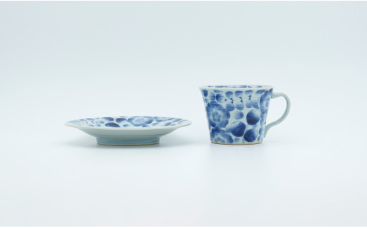 有田焼 辻が花コーヒーカップ＆ソーサー【山口洋一工房】