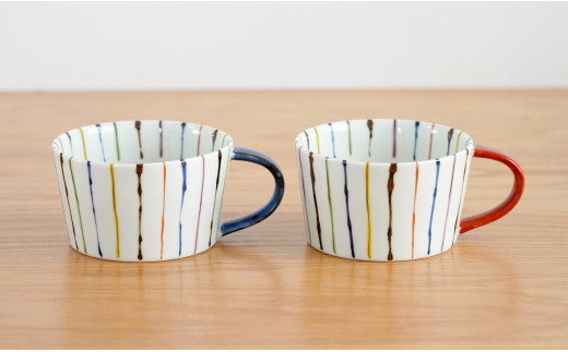 有田焼 オリジナル スープカップ＆レスト4点セット/染錦線