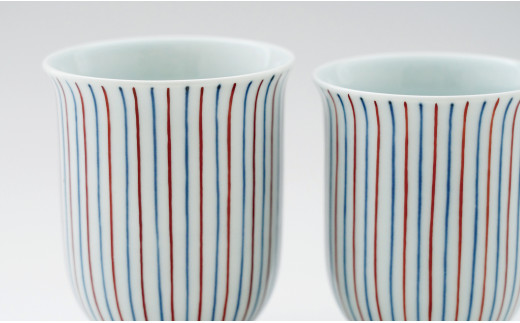 しん窯 青花 染錦十草反り組湯呑 有田焼 湯呑み ゆのみ カ