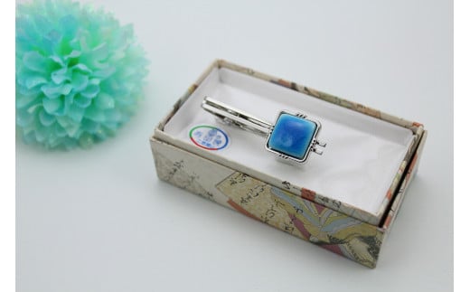 ネクタイピン スカイブルー 有田焼アクセサリー二宮閑山 