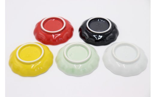 有田焼 利久窯 花真珠豆皿 5色セット  陶窯みかわや A35-152