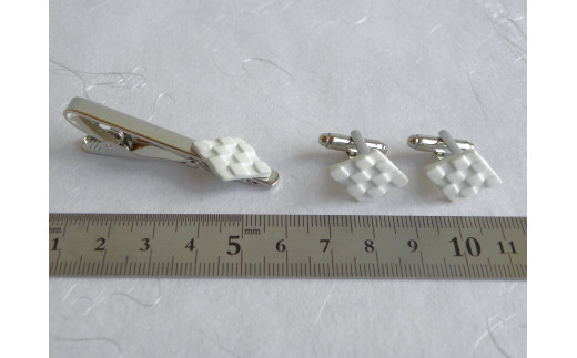 noji(楠 -kusunoki-)  有田焼ネクタイピン・カフスボタンセット 