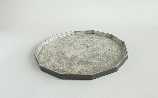 有田焼 かすり筋目雲銀 十二角プレート【松尾陶器】食器 