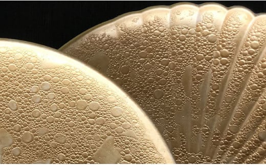 有田焼 GOLD泡化粧ハーフ菊割皿/2枚組/電子レンジＯＫ 深海