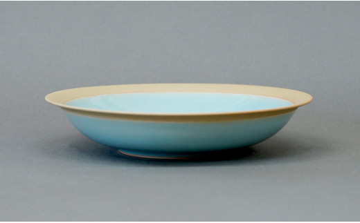 有田焼 天青リム皿 大 23.5cm【梶原大敬 茂正工房】器 うつわ