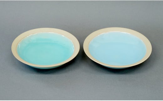 有田焼 青磁リム皿 中 2枚セット【梶原大敬 茂正工房】器 