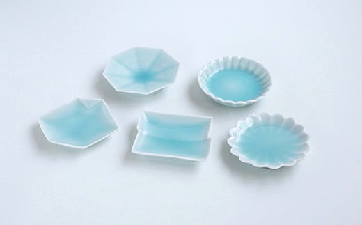 有田焼 青白磁おてしょ皿5枚セット 金照堂  有田焼 皿 小皿 