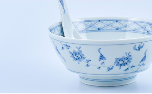 有田焼 究極のラーメン鉢 染花紋・赤花紋 ペアセット レン