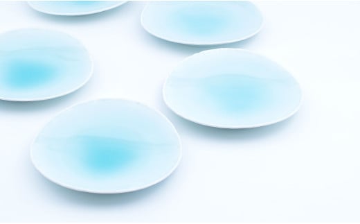 有田焼 青白磁渕叩き 銘々皿 5個セット 【まるぶん 】 皿 5