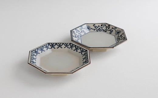 有田焼 徳幸窯 古染付八角皿 2枚セット【ヤマト陶磁器】食