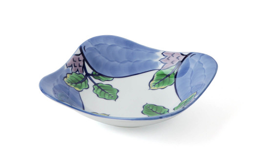 源右衛門窯 染錦縁茄子 角型 鉢 器 食器 鉢 茄子 野菜 有田