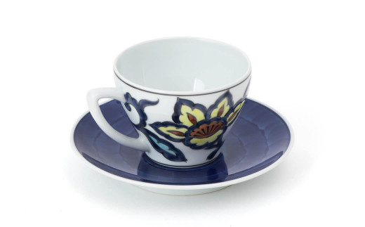 源右衛門窯 赤絵更紗唐花紋 碗皿 食器 コーヒーカップ 有田