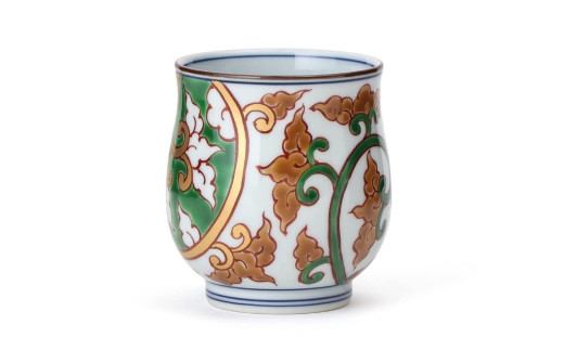 源右衛門窯 色絵結び唐草 組湯呑 食器 唐草 夫婦 湯呑 ペア 