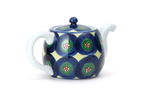 源右衛門窯 染錦丸紋 後手 急須 食器 お茶ポット ティーポ