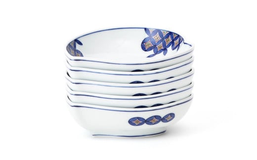 源右衛門窯 染錦七宝紋 鉢 5個セット 器 食器 取鉢 サラダ 