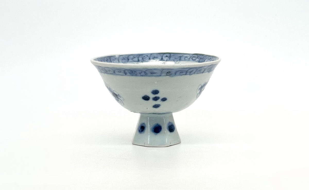 有田焼 工房禅 横田翔太郎 染付 ダイヤ窓絵 高台鉢 初期伊