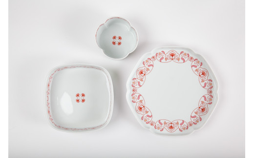 有田焼 其泉 ゆいからくさ 紅赤 5点セット 書籍付【賞美堂