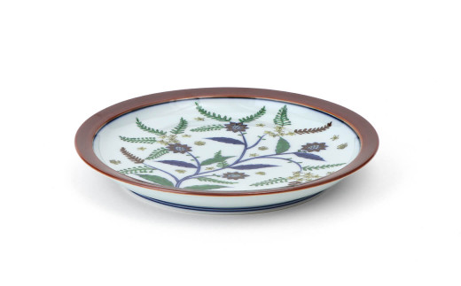 源右衛門窯 染錦更紗手花蝶文 皿 盛り皿 飾り皿 エキゾチッ