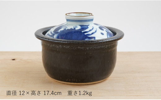 有田焼 ふくせん窯 くらしの料理器 染付カニ絵なんでん鍋 