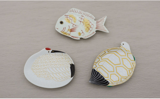 有田焼「有田からのお福分け」縁起物の器 / 鯛 鶴 亀 松 6点