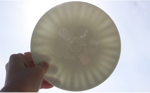 現代の名工 矢鋪與左衛門作【白磁しのぎ手 透過夏茶碗】有