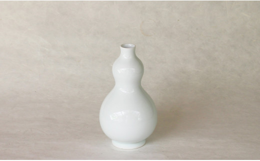 現代の名工 矢鋪與左衛門作 白磁 瓢箪(ひょうたん)型花入れ
