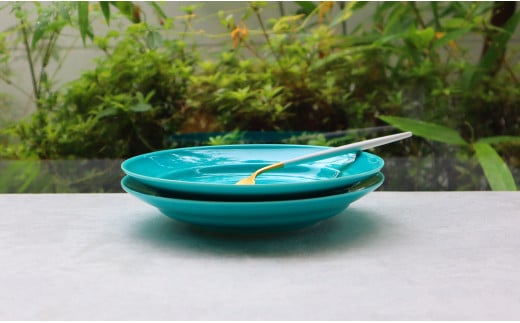 【まるふくオリジナル】有田焼 ターコイズブルー リムプレ