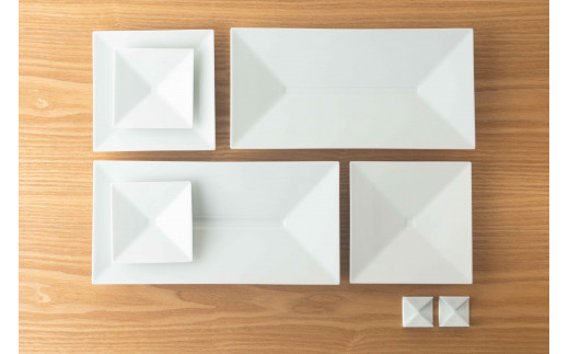 【川上元美デザイン】Rin 角皿3種 & 箸置 8点セット【KIHARA】