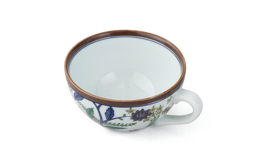 源右衛門窯 染錦更紗手花蝶文 スープ碗 器 食器 皿 デザー