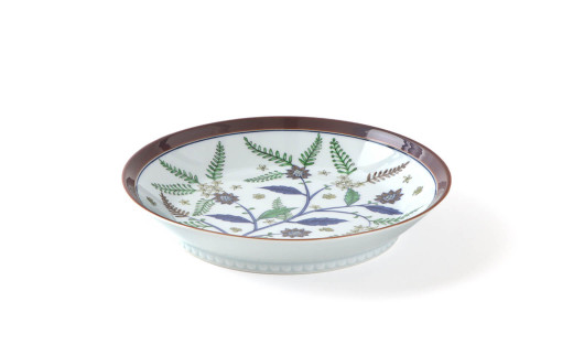 源右衛門窯 染錦更紗手花蝶文 深皿 器 食器 皿 カレー皿 パ