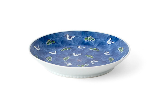 源右衛門窯 染錦水鳥図 深皿 器 食器 皿 カレー皿 パスタ皿 